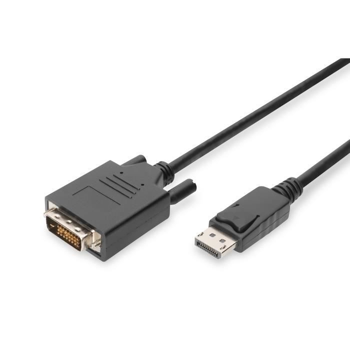 Adaptateur - DIGITUS - DB-340301-030-S - DisplayPort vers DVI-D - Résolution Full HD - Connecteurs plaqués or
