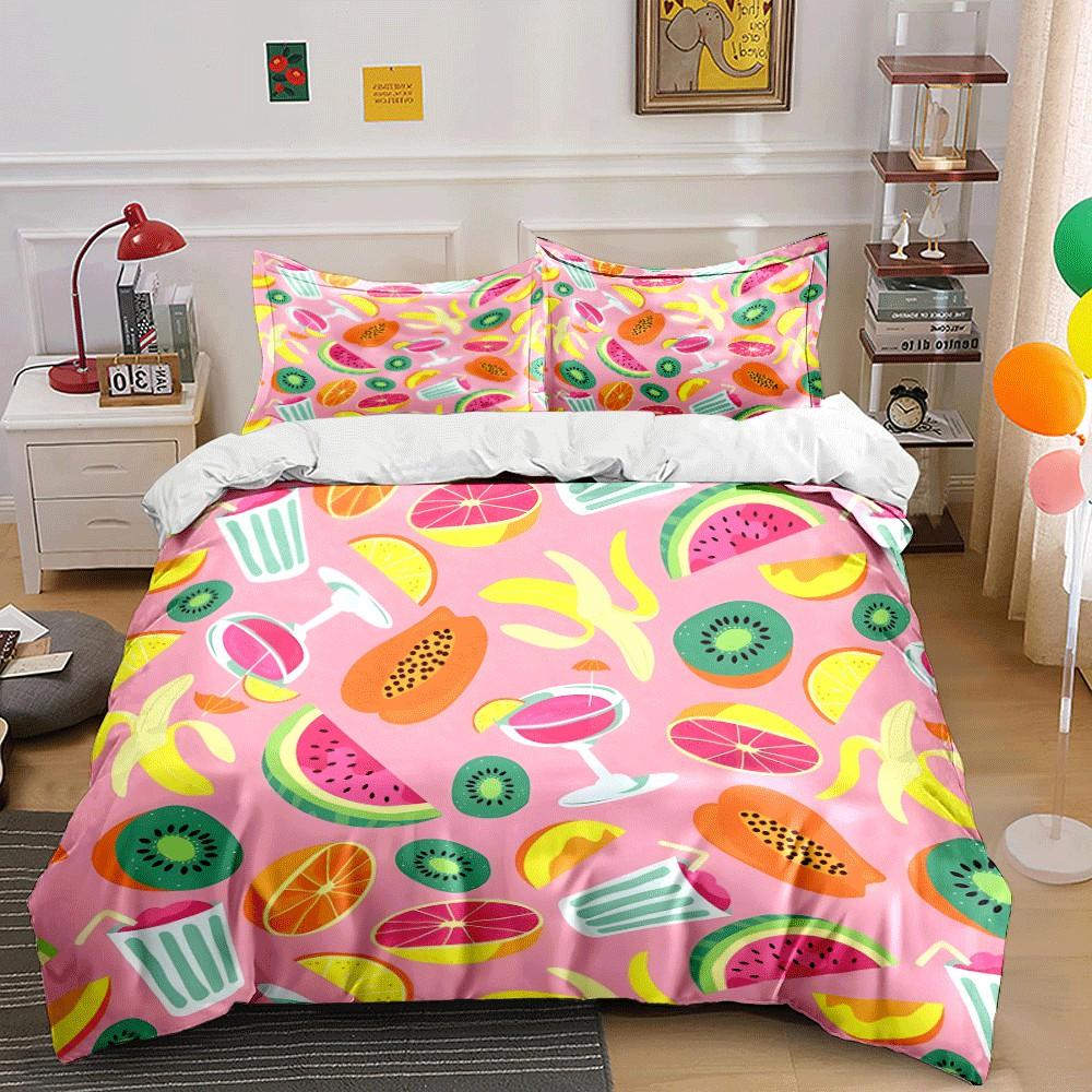 Tropical Fruits Summer Party Set Exquisite three-piece bedding set gift for kids and adults