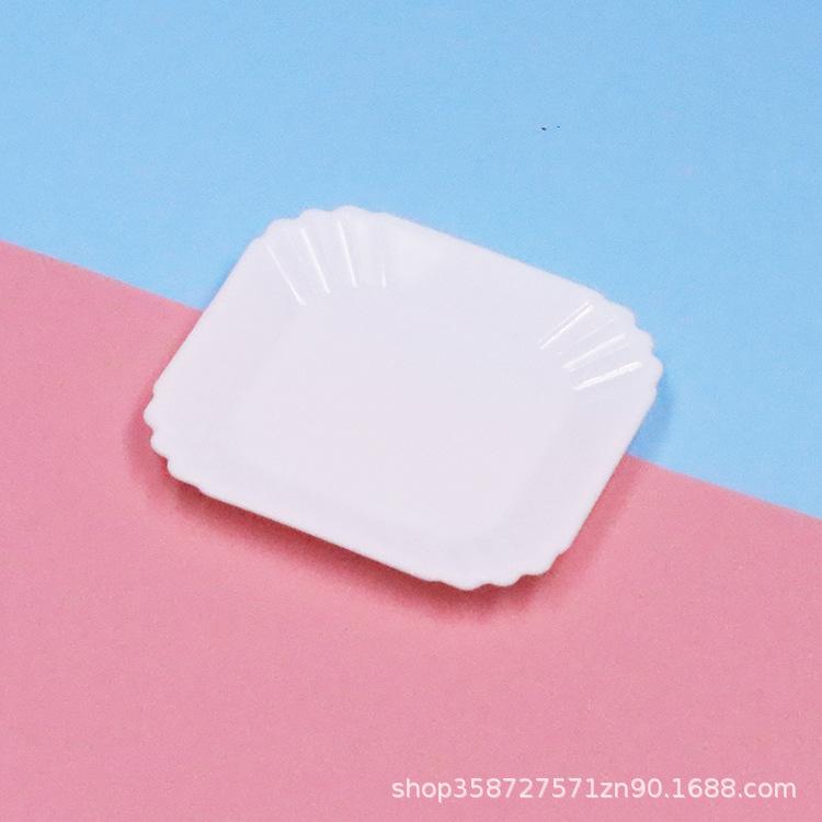 Doll House Simulation Mini Square Pastry Butterfly Dessert Plate Food Play Tableware Play House Small Toys