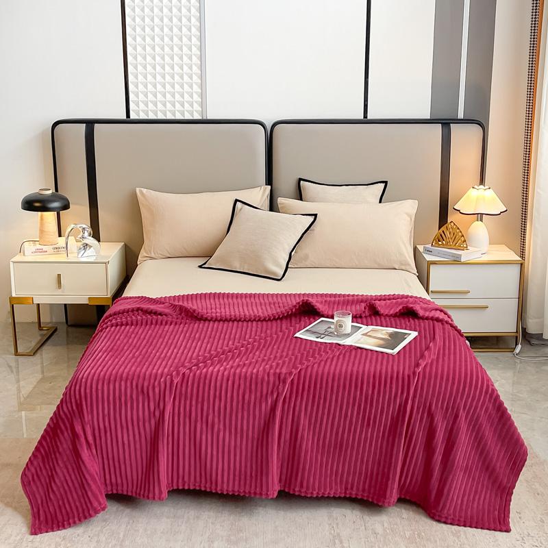 Gray Striped Autumn Throw Blanket Soft Solid Color Winter Bedroom Warm Bed Blanket Home Hotel Travel Portable Blankets Full Size