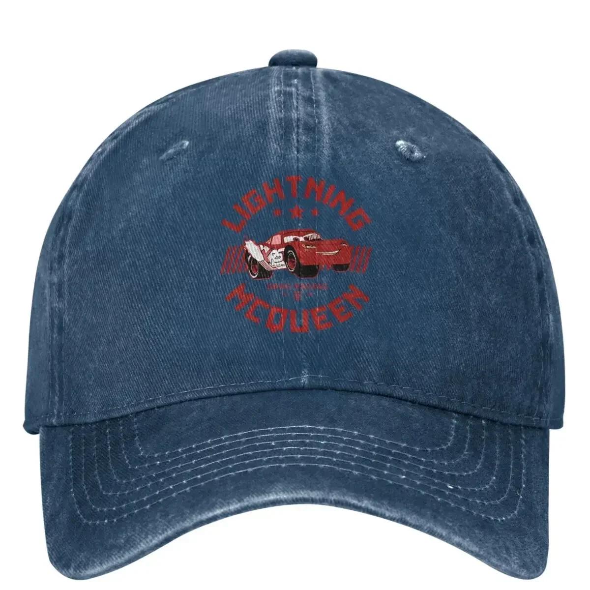 

Cars Lightning McQueen Cartoon Washed Baseball Cap Fashion Trucker Hat Summer Men Women Outdoor Sports SunProof Snapback Cap One Size