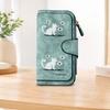 Floral White Cat Long Zipper Wallet, Large Capacity Card Holder, Unisex Clutch Bag, Fashionable Zipper Coin Purse, Suitable for Daily Use, A Great