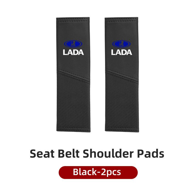 For Lada 2pcs Leather Splicing Car Seat Belt Pad Interior Accessories Niva Vesta 4X4 Samara Kalina Largus Priora Granta