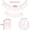 Welcome Baby Party Decorations - Pink Bow Banner,Pink Bow Welcome Baby Banner,Girls Gender Reveal Party Photo Props,Bow Theme Baby Party Hanging