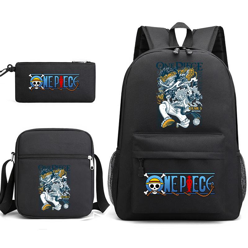 One Piece Luffy Anime Print Student Backpack Set 3 In 1 School Bag for Boys Girls with Pencil Case Tote Shoulder Bag