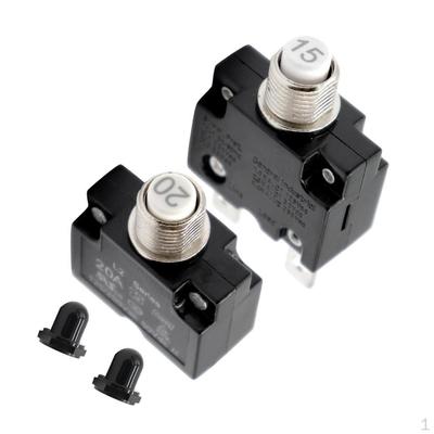 2 Pièces 12V-24V Disjoncteur Réarmable à Bouton Poussoir à Montage Panneau 15A+20A