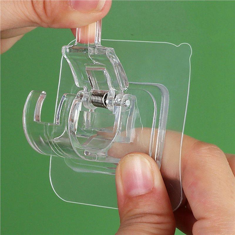 A74E-32PCS Self Adhesive Curtain Rod Bracket No Drill Curtain Rods Brackets Nail Free Adjustable Hooks Storage Hooks Clamp