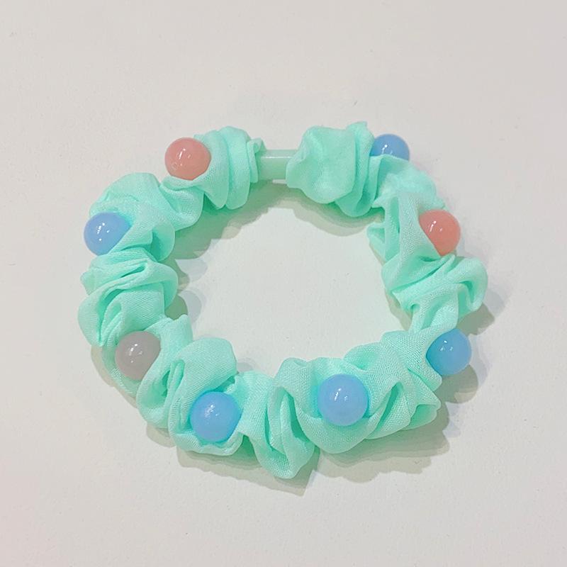Sweet Candy Color Beads Hair Ropes Fashion Cloth Hair Rings Scrunchies Headwear For Girls Hair Accessories Children Rubber Bands