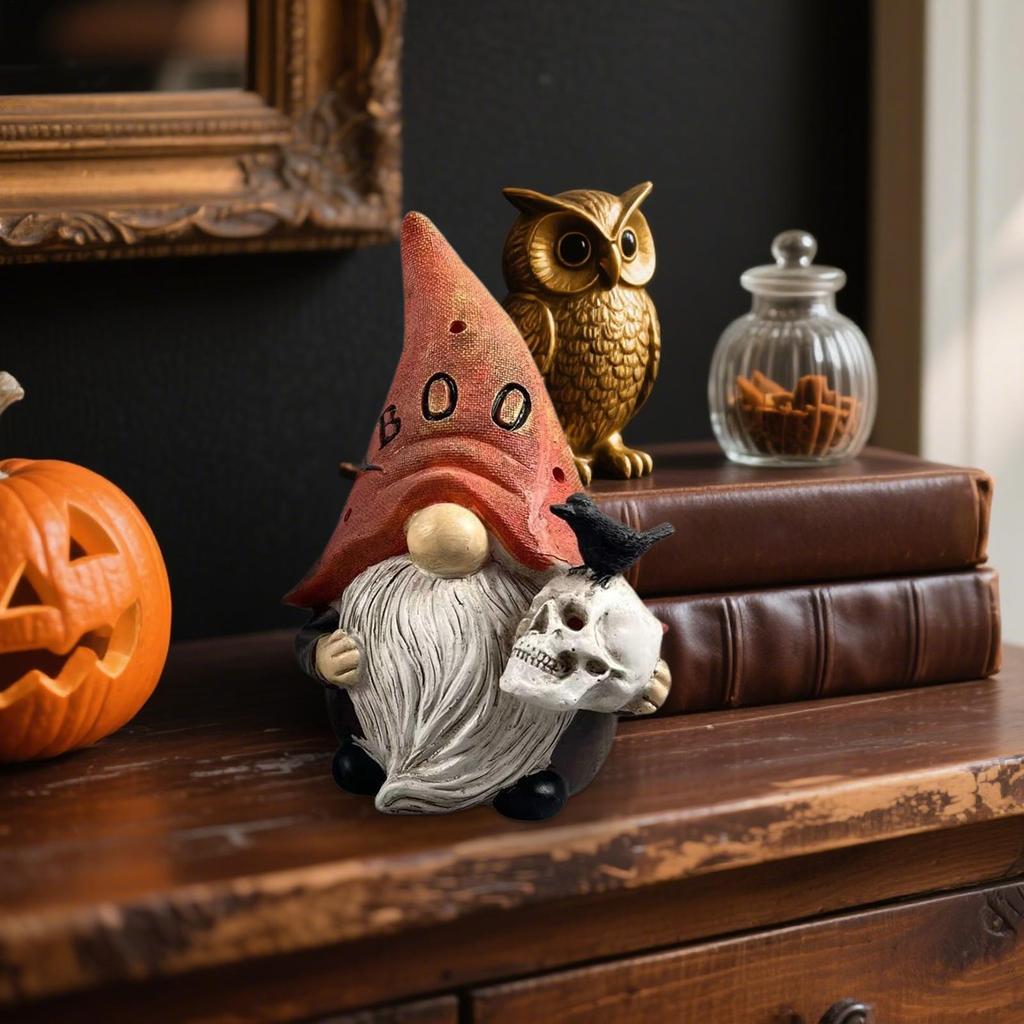 Halloween Gnome Statue Resin Gnome Statue Horror Dwarf Old Man Resin Craft Art Sculpture For Patio Garden Yard Desktop