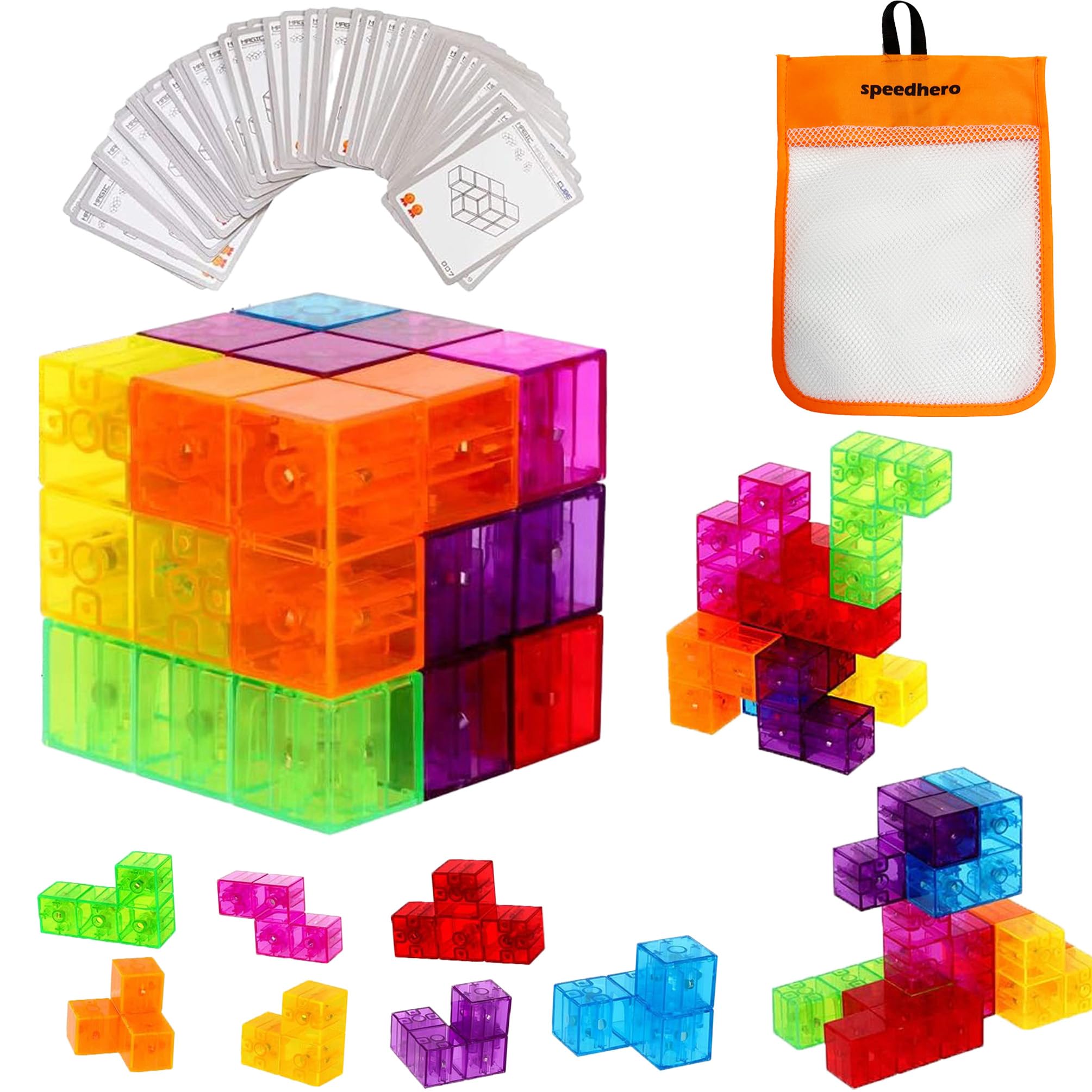 Permanent Puzzle Magnetic Playful Magnetic 3D Educational Colorful Magnetic Building Compatible with Sage Puzzles Includes Mesh Storage Blocks,