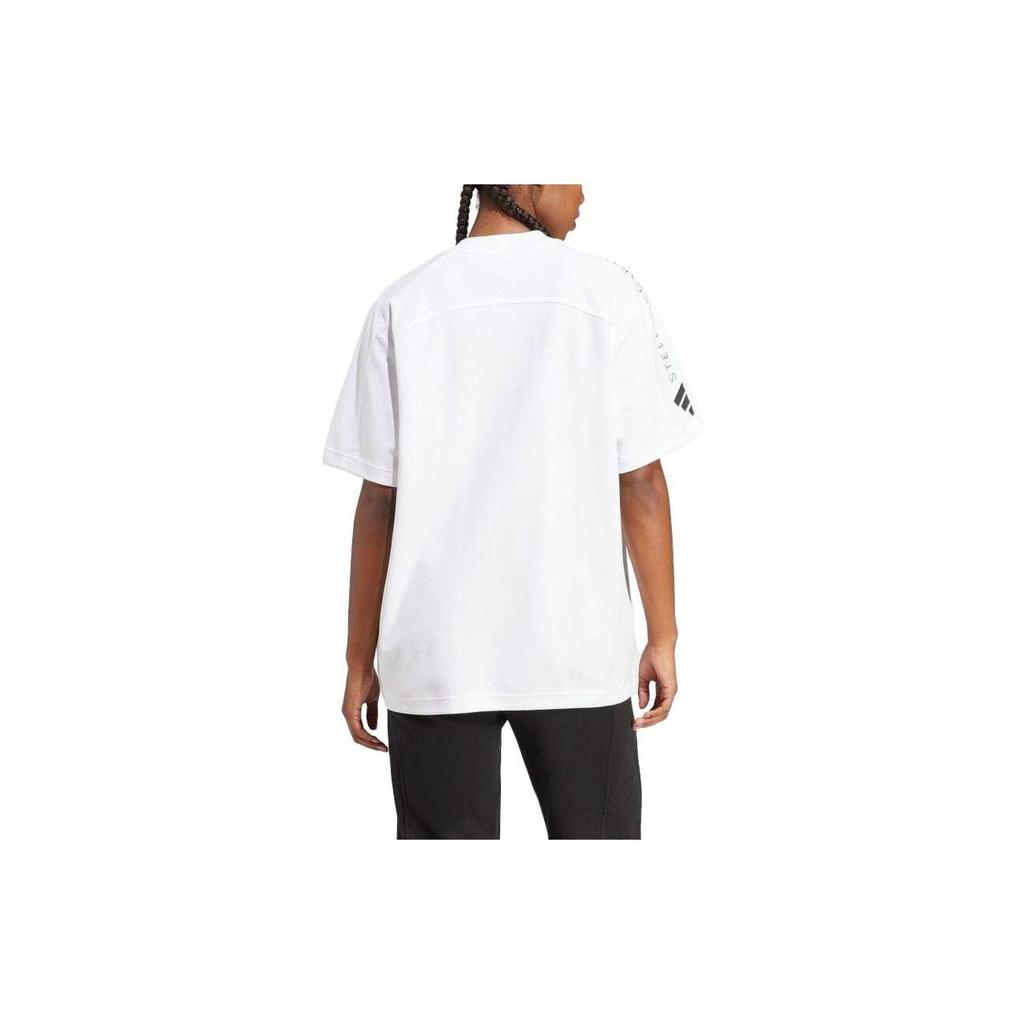 adidas Camiseta Casual Vintage de Cor Sólida com Gola Redonda e Manga Curta de Marca Compartilhada Tops Unissex Branco IB6855