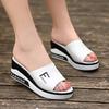 2025 New Arrival Women Wedge Flip Flops Lightweight Beach Slippers High Quality PU Leather Zapatos De Mujer Woman Sandal