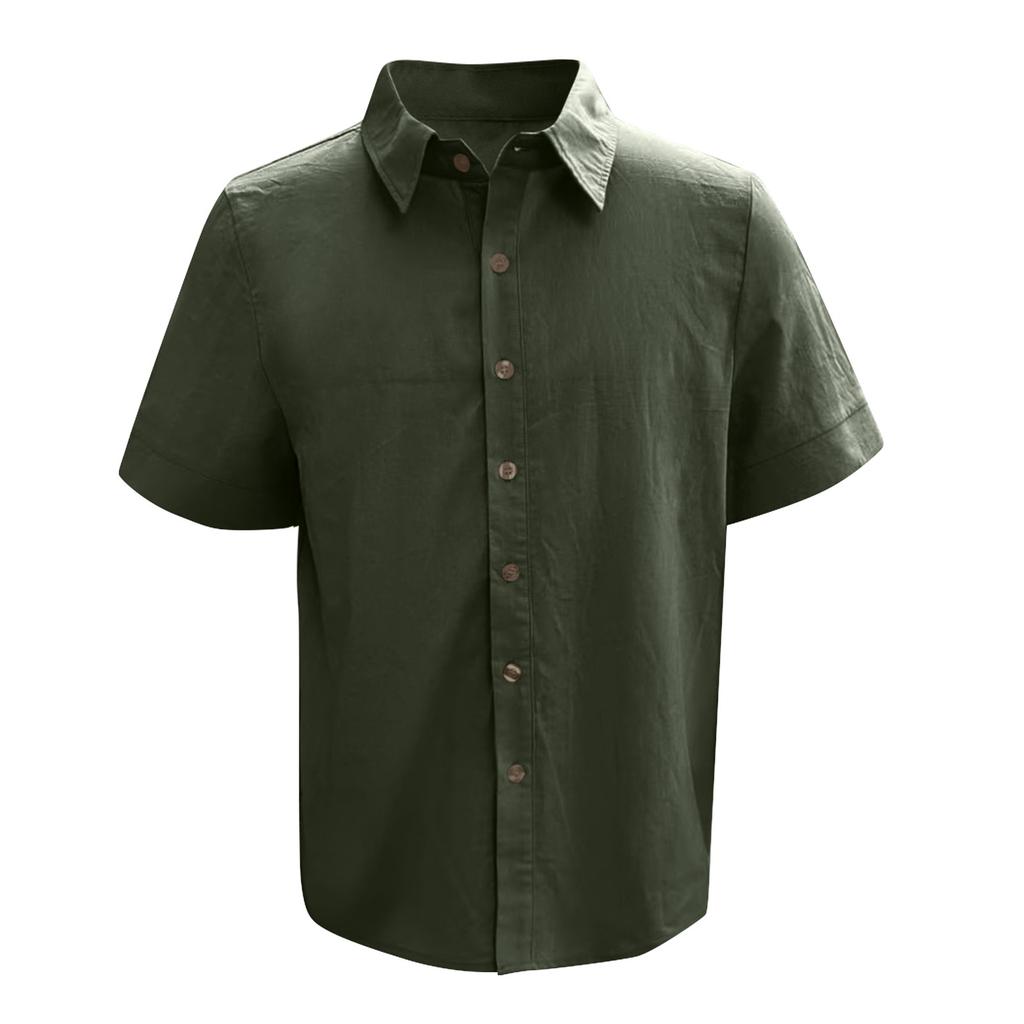 Men's Summer Solid Color Lapel Short-sleeved Shirt Men's Casual Fashion Short-sleeved Shirt