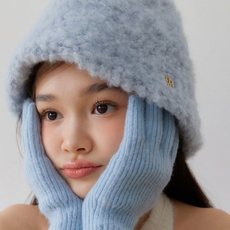 

Шерстяная шляпа-ведро из трикотажа «сахарная вата»_3 цвета HA012 black