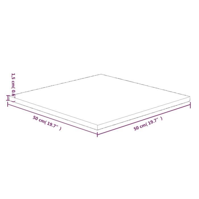 343015 vidaXL Dessus de table carré Marron foncé50x50x1,5cm Bois chêne traité