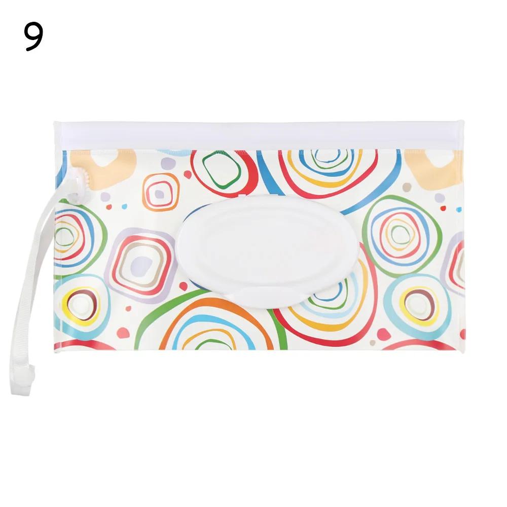 1PC Wet Wipes Bag Portable Flip Cover Snap-Strap Cosmetic Pouch Cute Baby Tissue Box Outdoor Cute Stroller Carrying Case Acces