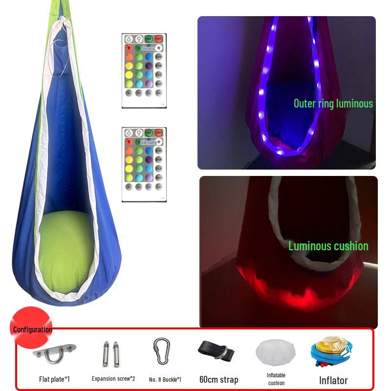 LED-Lit Portable Hanging Chair for Kids – Indoor/Outdoor Creative Nylon Swing