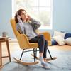 Sheepskin Rocking Chair, 40° Rocking, Beech Wood Legs, 120 kg, 71 x 98 x 101 cm, Yellow