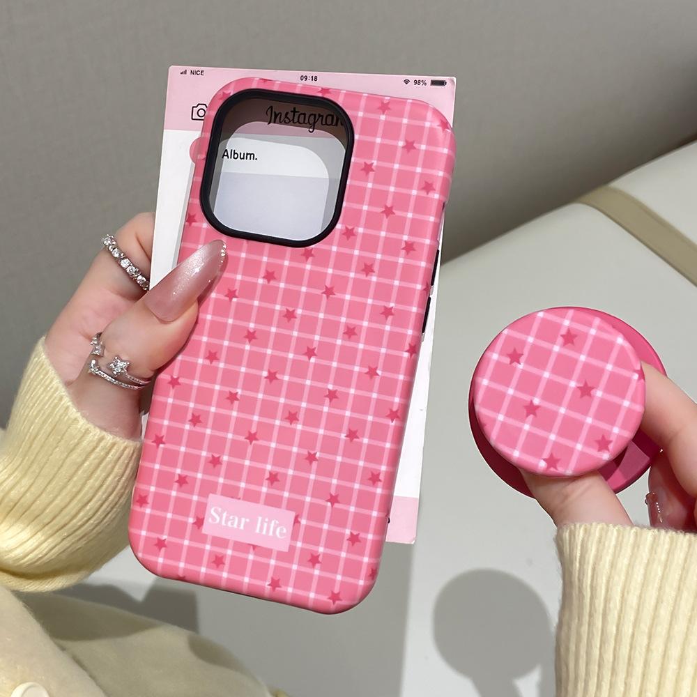 Applicable to Apple 17/16Promax magnetic film mobile phone case iPhone13/14 plaid ins15 2-in-1