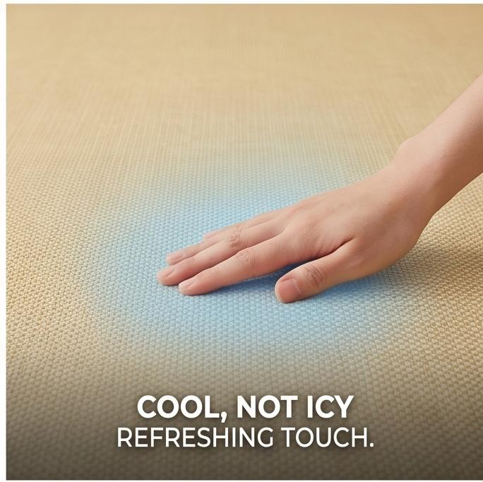 Machine Washable 3-Piece Ice Silk Cooling Mat Set with 2 Pillowcases, Breathable Summer Bed Sheet for Home Dorm, Soft Fitted Sheet