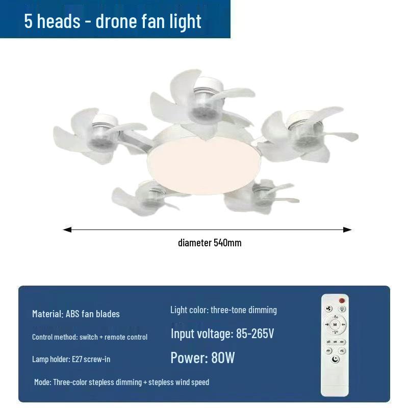 Nordic Style Remote Control Ceiling Fan with Light - Variable Frequency, Strong Wind for Bedroom