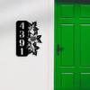 Individuelles Metall-Adressschild mit Blumenmuster, Personalisierte Outdoor-Gartennummernschild, Wetterbeständig Pulverbeschichtet