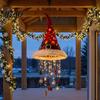 Indoor Christmas Craft Supplies Light?Up Santa Hat Hanging Chandelier DIY Kit, Warm LED String Lights Decorative Ornament Pendant with Star Tassel,