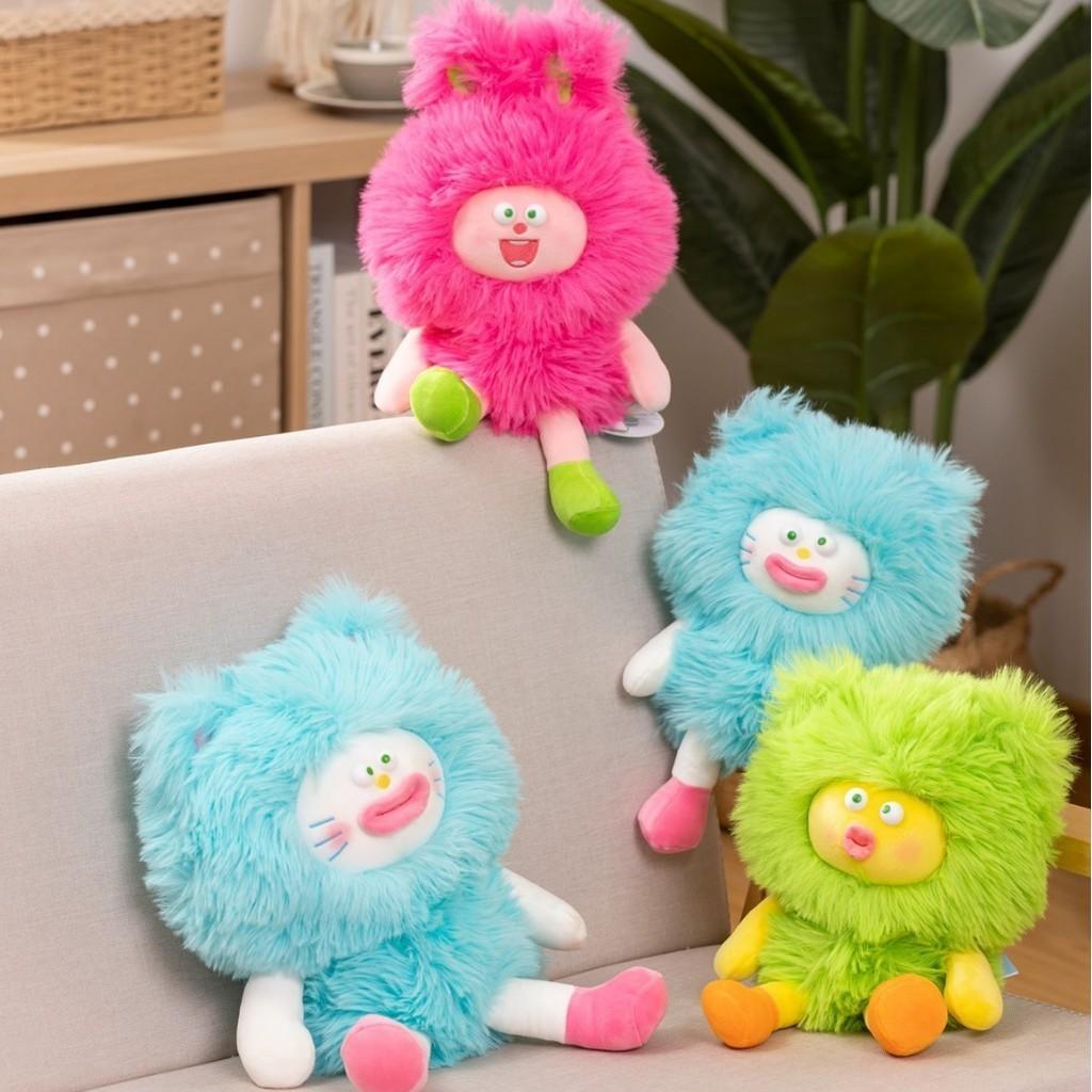 Quirky Long-haired Plush Toy Cute Pillow For Kids Blue Cat Pp Cotton Stuffed Animal