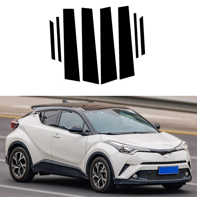 8pcs/set Car Decal Decoration For Toyota C-HR 2018 2019 2020 2021 2022 Door Window Pillar Posts Trim Molding Cover Stickers Parts