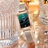 Fashion Watch & Bracelet Set Women Square Watch Luxury Quartz Clock Magnet Buckle Gradient Color Watches Gift for Her