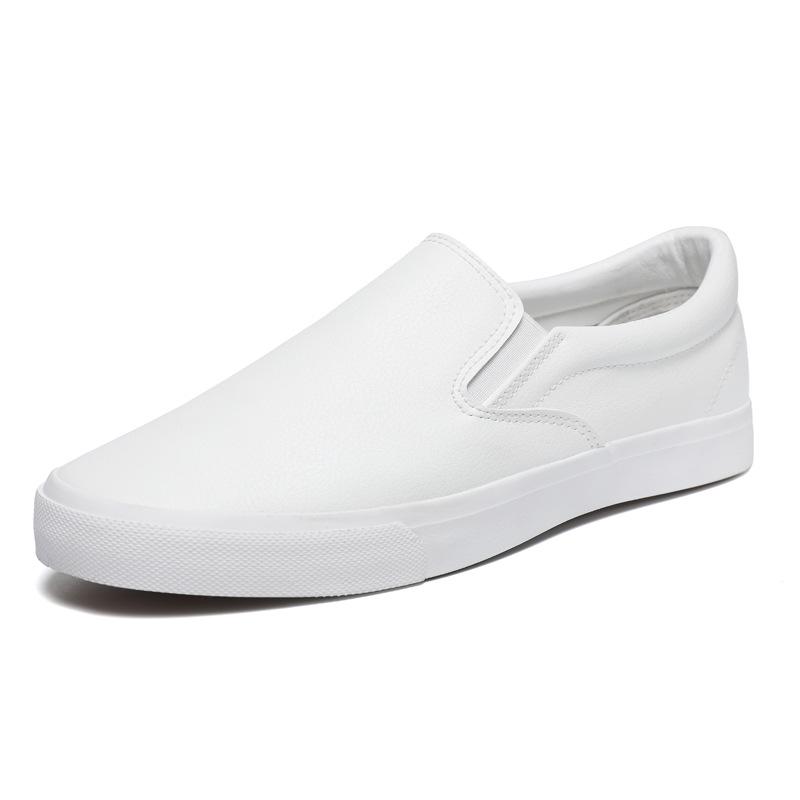 Men's Plus Size Summer Breathable White Leather Casual Sports Shoes