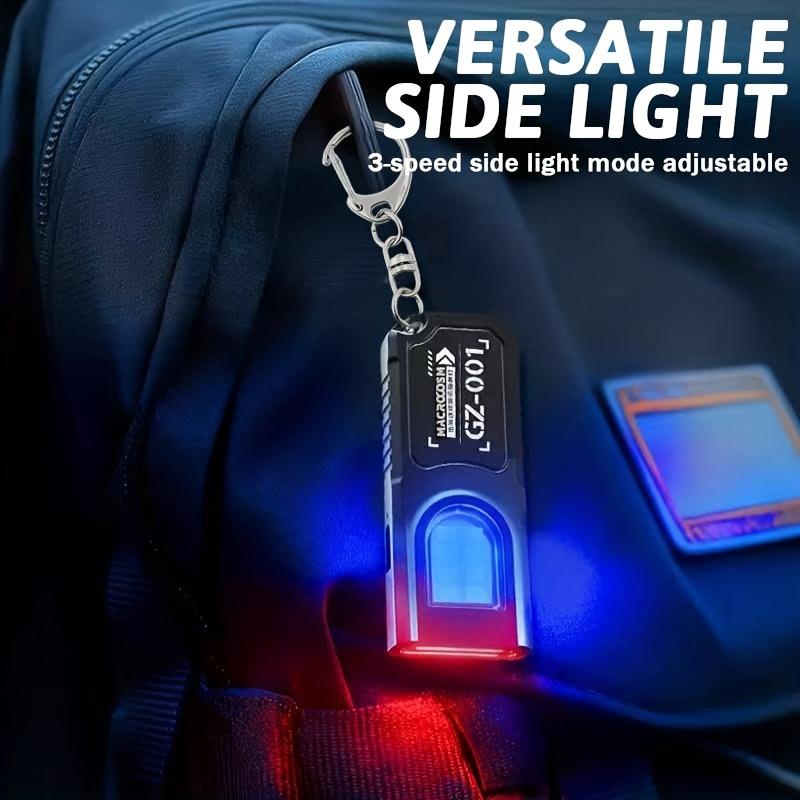 Mini Flashlight Keychain USB Rechargeable Pocket Light with COB Work Area Light for Camping Hiking Dog Walking Emergency Repair Key Ring