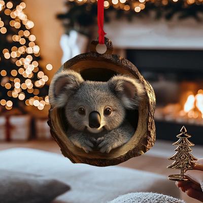 Christmas Animal Ornament Cartoon Forest Animal Hanging Decoration 2D Flat Acrylic Pendant for Christmas Tree Decor