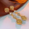 Elegant Knot Diamond Embedded Enamel Flower Earrings Vintage Court Style Women's Fashion Jewelry Personality Trend