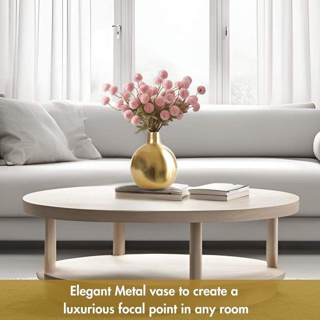 Metall Blumenvase für Heimdeko Wohnzimmer Büro Hochzeit | Tischdeko für Feste Geburtstag Goldene Vase 1 Stück (Blume nicht enthalten)