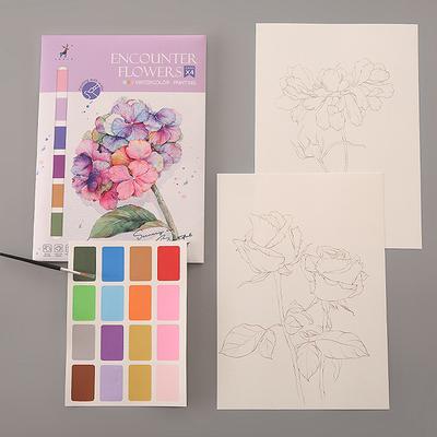 Portable Watercolor Painting Book 4 Sheets Coloring Book With Paint Brush Gouache Book Kids Graffiti Picture Drawing Stationery