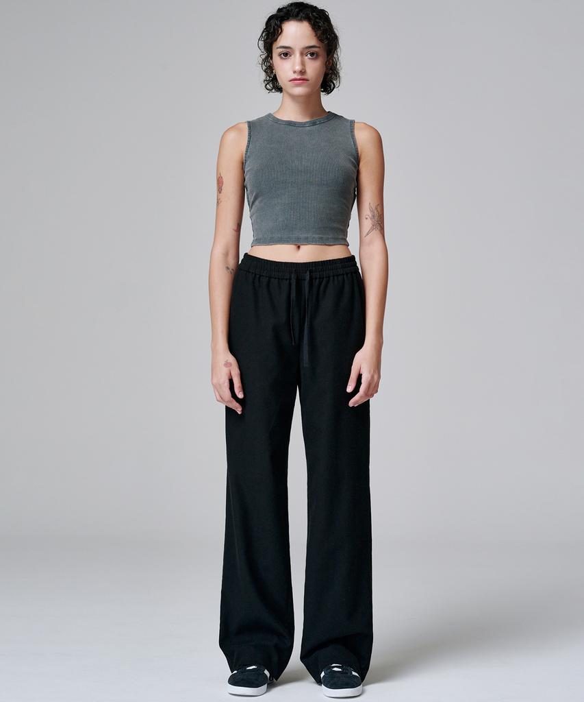 MALOUPE 2136 Wide Elastic Waist Pants (Black)