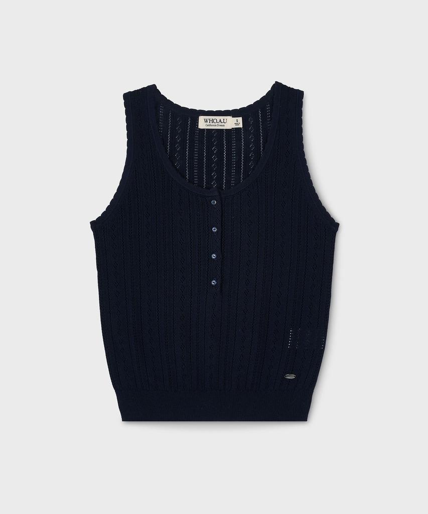 WHO.A.U Skashi Henley Neck Vest / Whkvg2443F