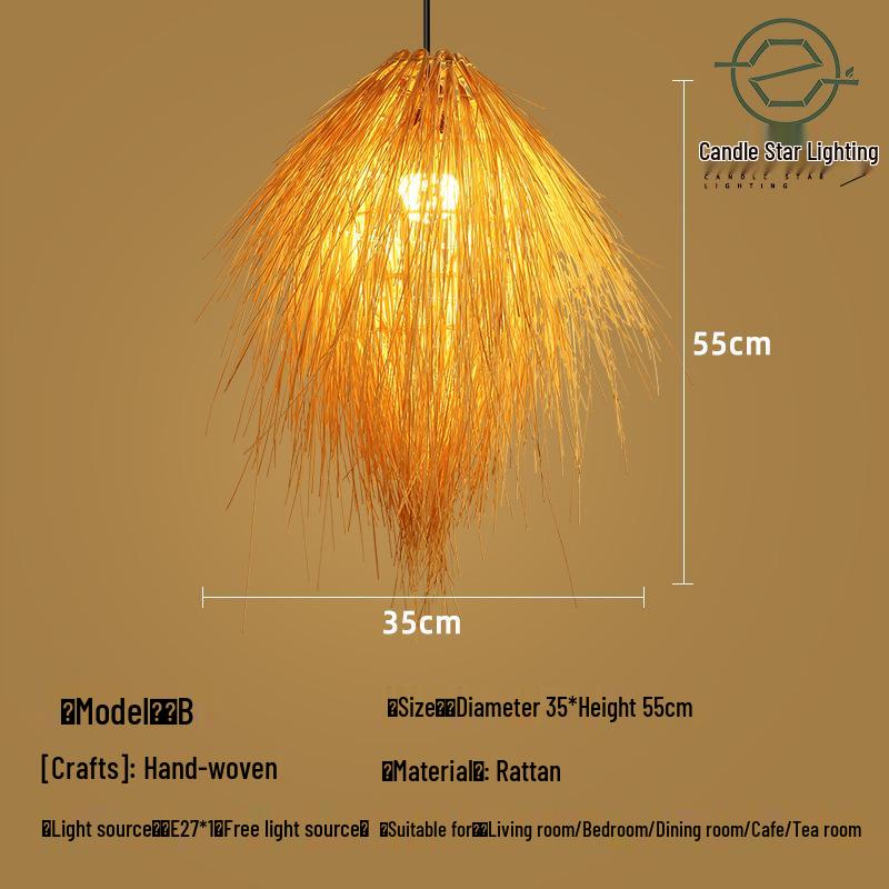 Zen Style Bamboo Rattan Pendant Light for Tea Rooms and Restaurants
