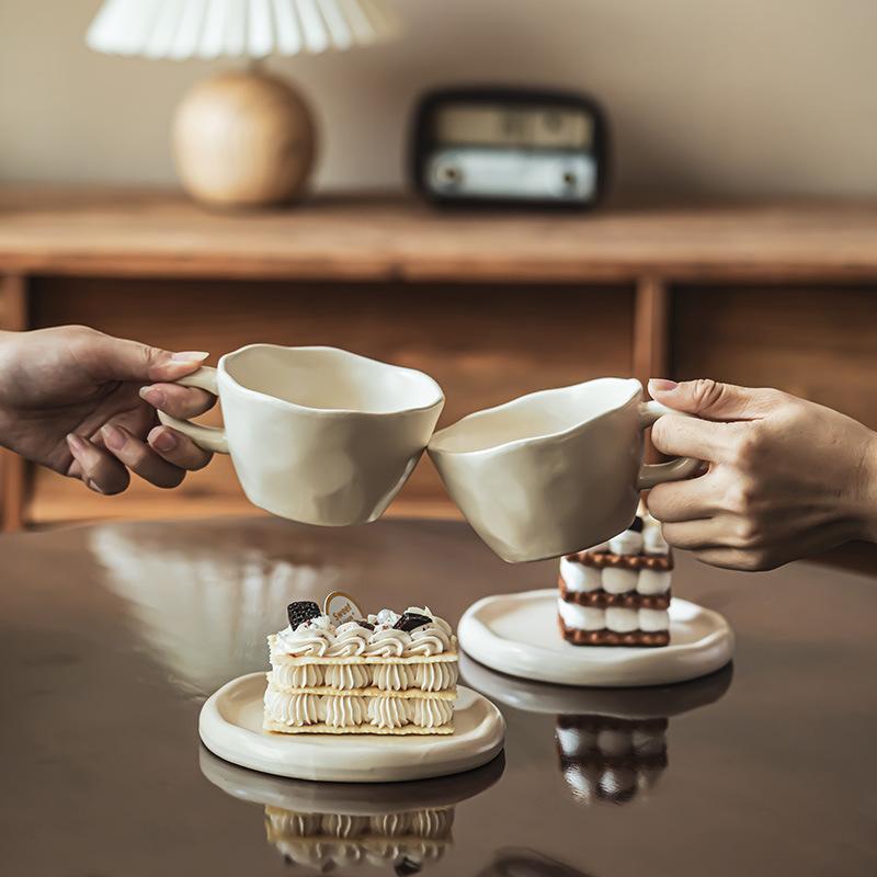 Heartwarming Cup And Saucer Set Cream Wind Ceramic Coffee Cup Flower Tea Cup Afternoon Tea Breakfast Cup Mug