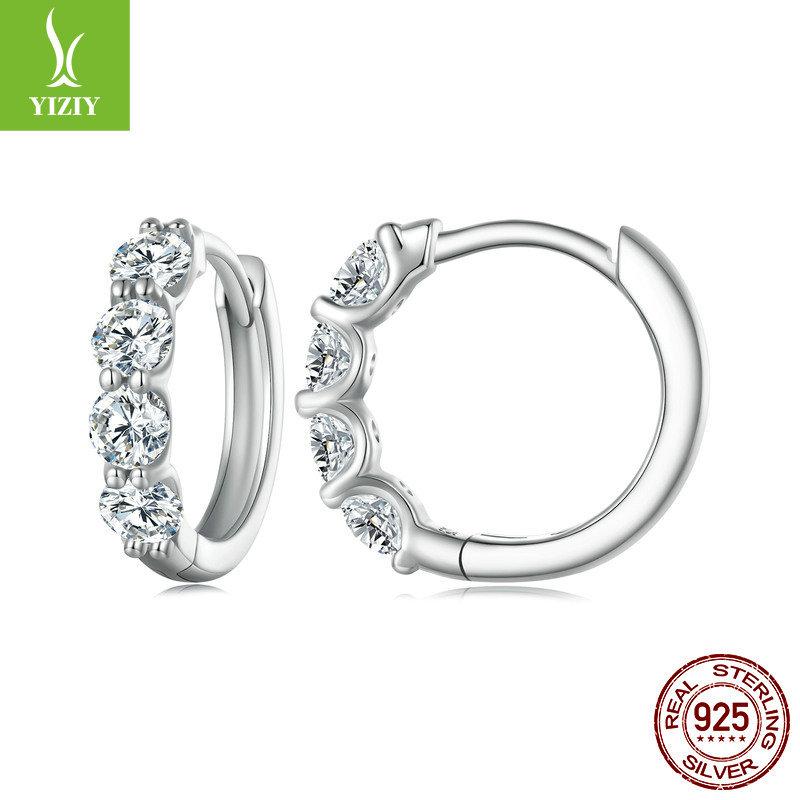 10 Points Moissanite Ear Buckle Women, Simple Classic S925 Silver Mozzarella Diamond Earrings Earrings