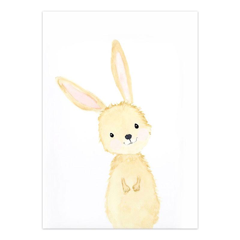 Elephant Giraffe Squirrel Fox Children's Room Decoration Animal Canvas Painting Posters and Prints Modern Cartoon Lion Raccoon