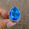Blue Topaz Genstone Handmade 925 Sterling Silver Jewelry Ring Size 7.5 KKG-467