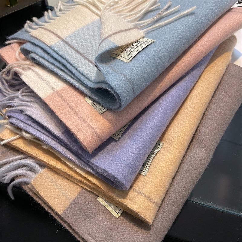 Water ripple pure cashmere double-sided contrasting scarf couple winter women