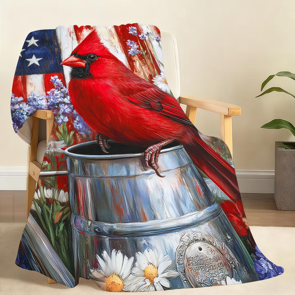 Vibrant Patriotic Cardinal Garden Blanket Soft Throw Blanket for Home Bedroom Bed Sofa Picnic Travel Office Cover Blanket Gift