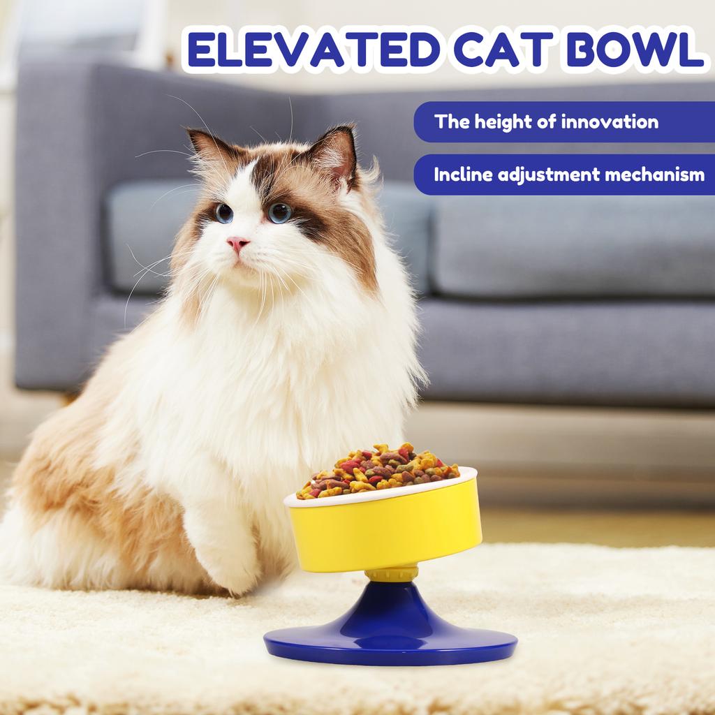 Elevated Cat Dog Bowl Ceramic Tiltable Pet Feeding Bowl With Anti Slip Pad Adjustable Height Cat Dog Water Bowl Pet Supplies