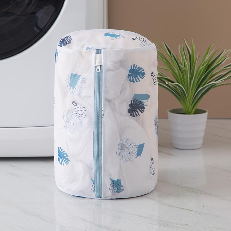 Laundry Bag Print Blue Leafves Polyester Washing Bags Bra Underwear Protect Dirty Clothes Storage Bathroom Organize Wash Bag