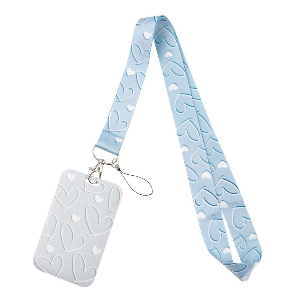 Keyring Accessories Minimalist Style Heart Credential Holder Heart Pink Key Lanyards Protective Case Students Supplies