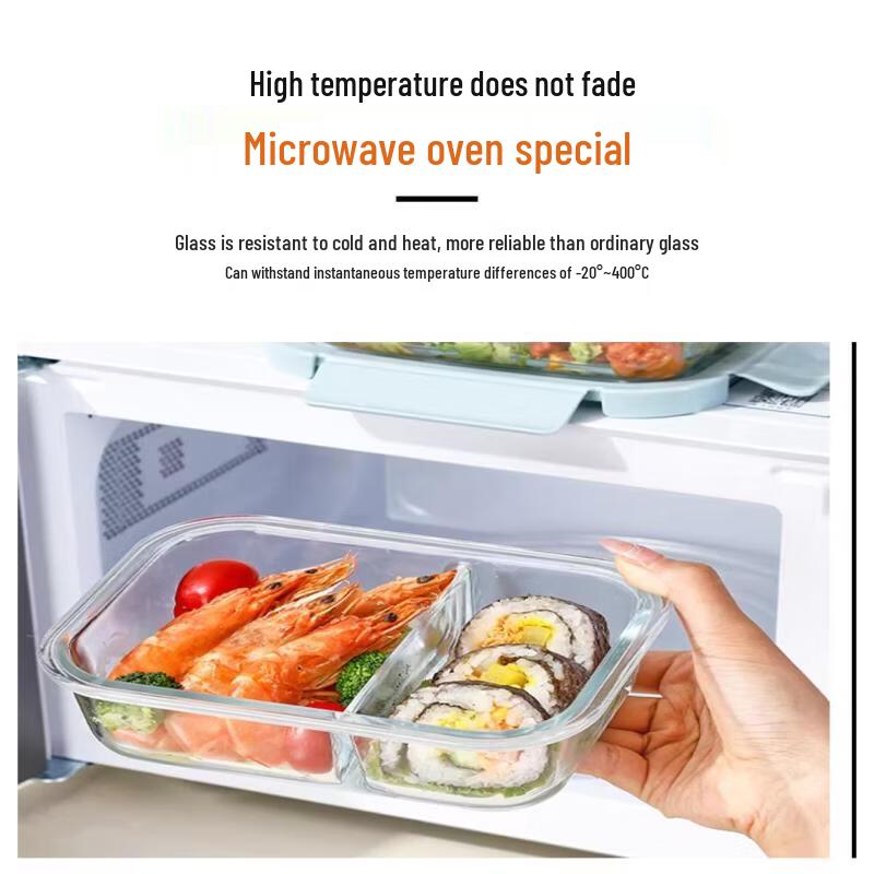 Ru Han Przezroczysty Szklany Pojemnik na Lunch z Przegródkami