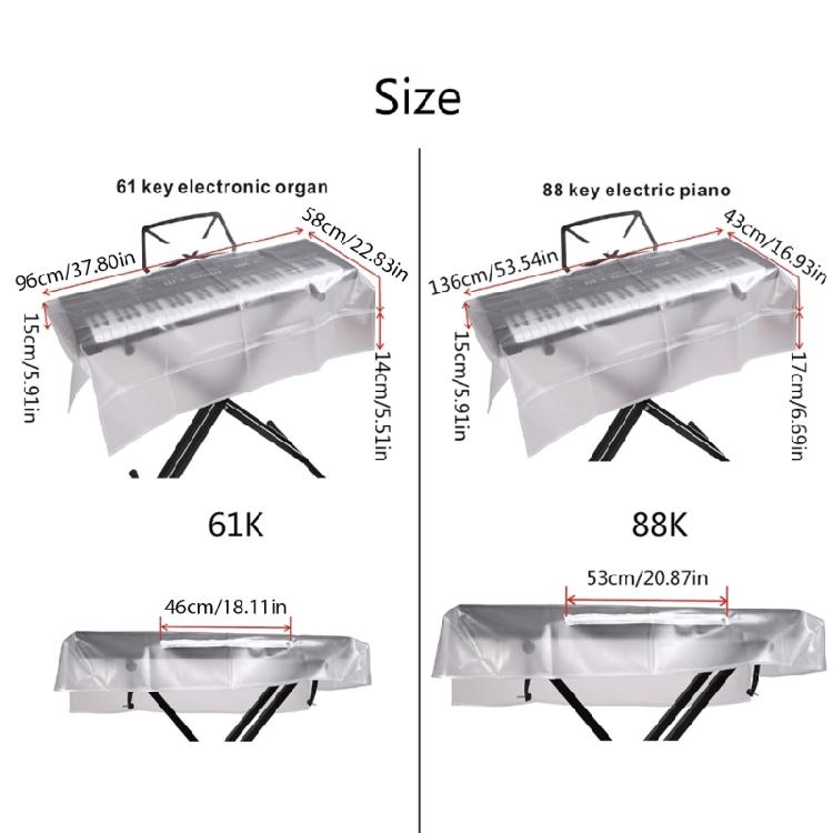 Piano Keyboard Anti Dust Cover, Clear Anti-Dust Cover Key Cover for 61/ 88 Keys
